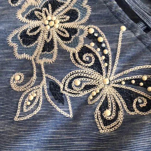 Alfred Dunner blue 3/4 sleeve blouse size PM - Picture 12 of 14